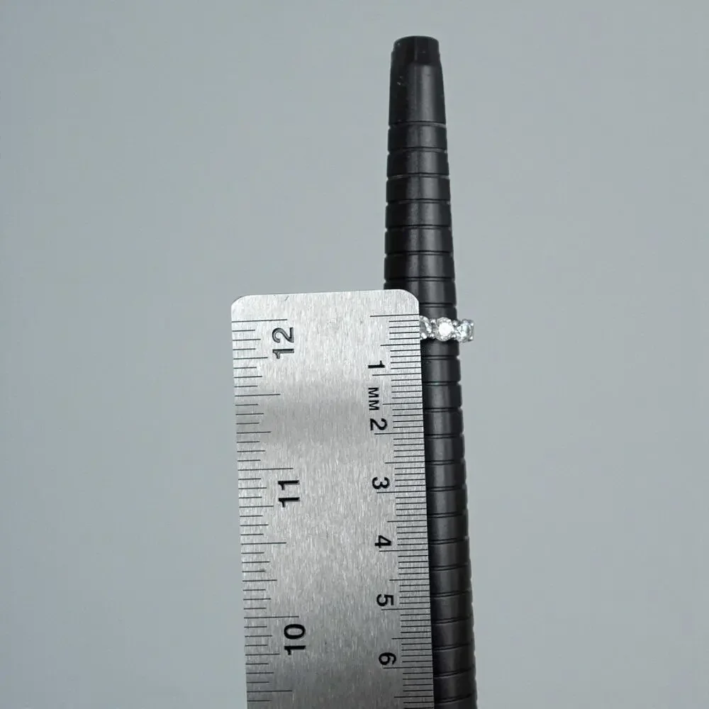 Vintage Sterling Silver CZ Three Stone Engagement Wedding Ring Size 4.75 - Picture 9 of 9